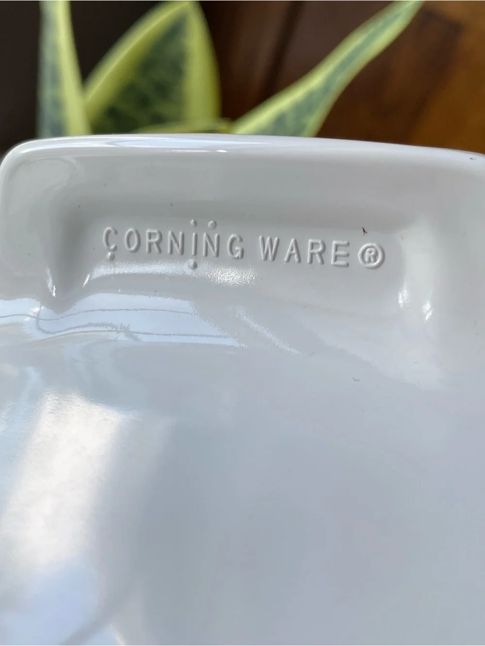 Vintage Corringware White Ceramic Herb & Vegetable Casserole Dish with Glass Lid